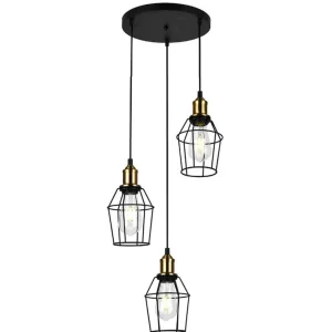 LUMINARIA COLGANTE COLOR NEGRO/COBRE 3 X 60 W LUME TECNOLITE HOME