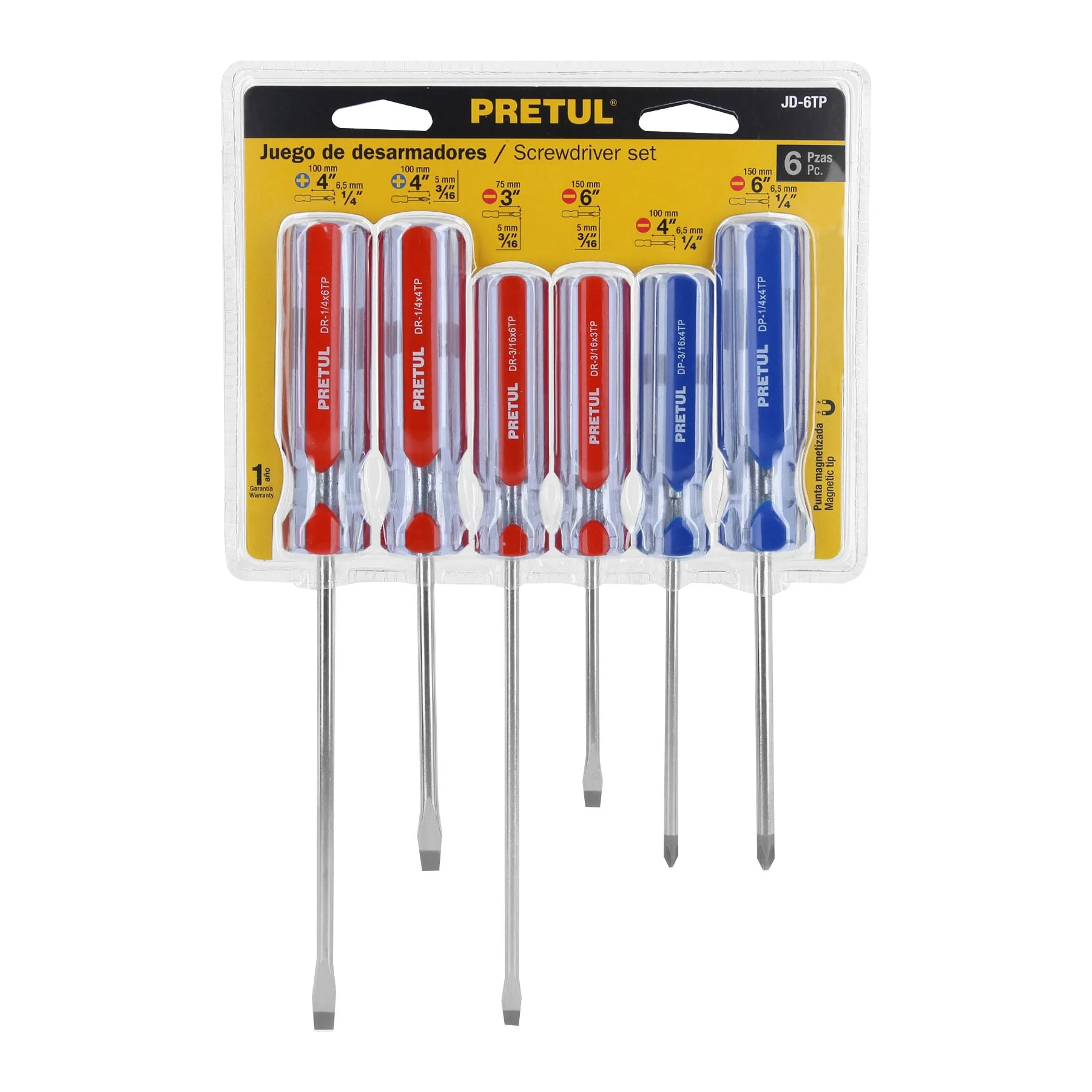 JD-6TP JUEGO 6 DESARMADORES MANGO PVC TRUPER PRETUL