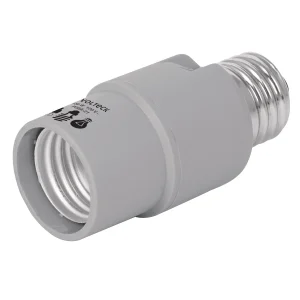 PORTALAMPARA CON SENSOR DE LUZ 150W. 120V. BLANCO E26/E27 POBA-21 46534 TRUPER