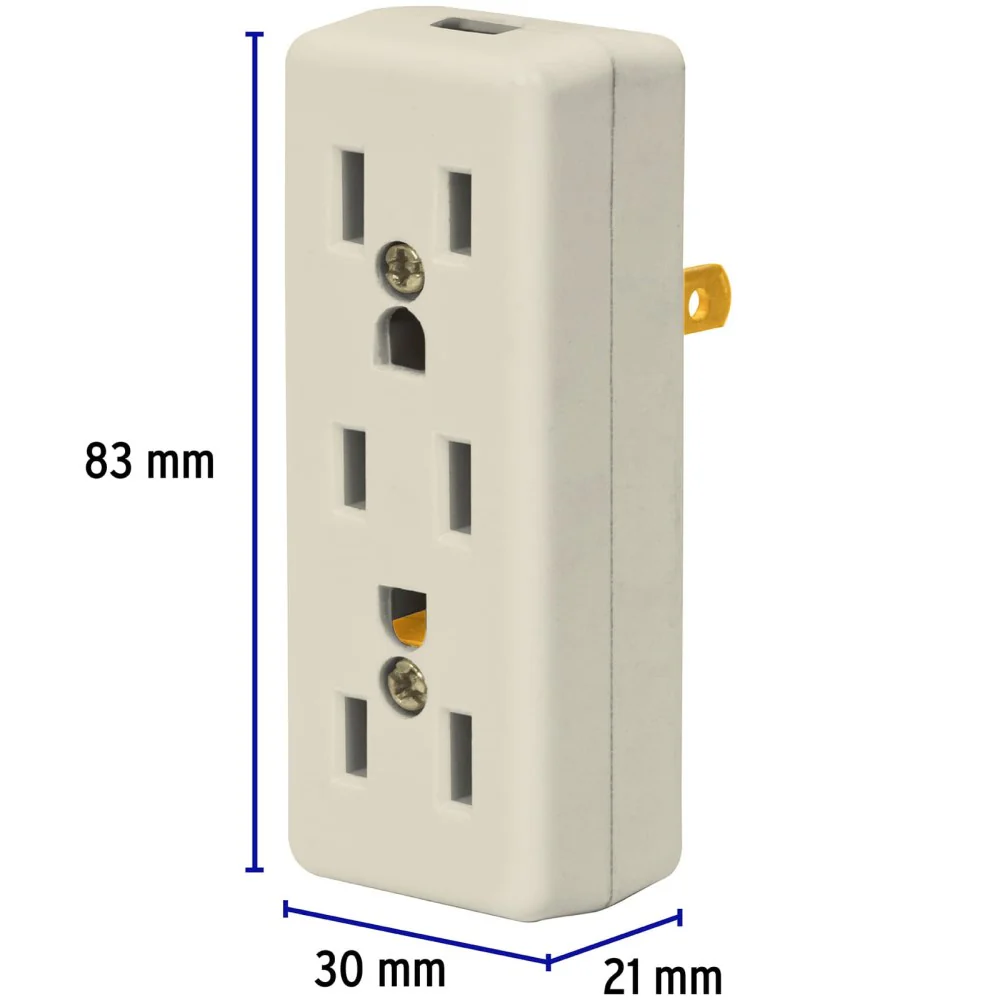 MULTICONTACTO TRIPLE 15A/127V. BLANCO MUL-305 46814 TRUPER