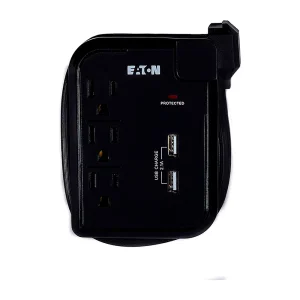 ADAPTADOR PORTATIL NEGRO MULTICONTACTOS DE 3 SALIDAS Y 2 PUERTOS USB  ARROW HART