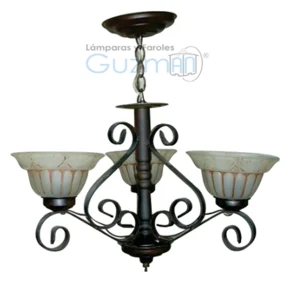 CANDIL MODELO 310 SOLERA 3 LUCES SIN FOCO, BASE CHOCOLATE, CRISTAL TERRA MCA GUZMAN
