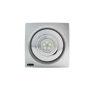 EXTRACTOR AIRE CENTRIFUGADO 8" C/DUCTO SALIDA 4" C/LAMP. LED ACAB. SATINADO