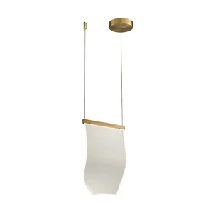 LUMINARIO COLGANTE ONDA LED DORADO CEPILLADO 127V 3000K *** HA. LUMI ***