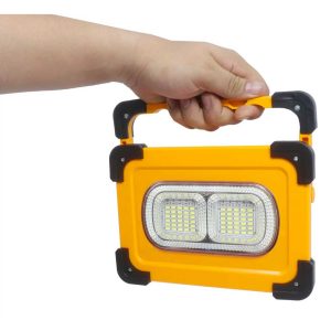 REFLECTOR AMARILLO CON CELDA SOLAR 50W 65000K  3 INTENSIDADES DE LUZ  ESTOBO ROJO AZUL MLESSO