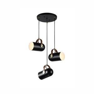 LUMINARIA COLGANTE NEGRO/PIEL 3X60W. NAVIS *** HA. LUMI ***